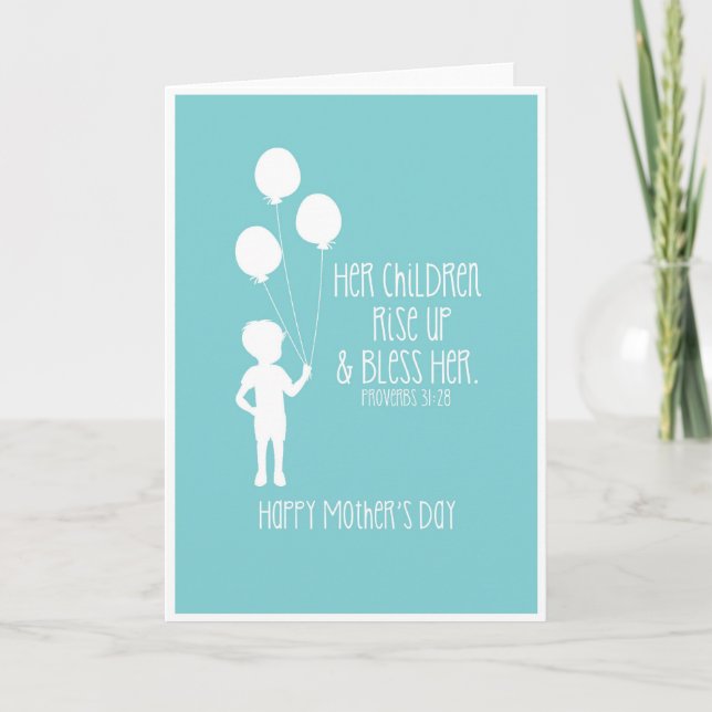 Mother's Day Card Bible Verse Boy Silhouette (Front)
