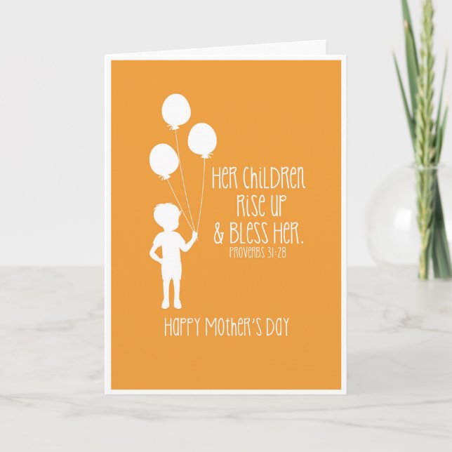 Mother's Day Card Bible Verse Boy Silhouette (Front)