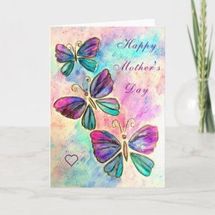 Mother's Day Card Colourful Butterflies Flying