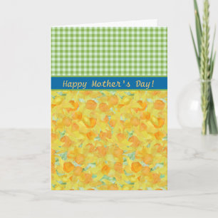 Mother's Day Card, Daffodils and Check Gingham Card