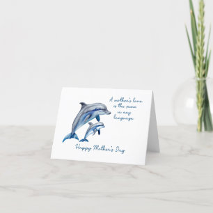 Mother's Day Card Dolphin Animal Mom and Baby Card