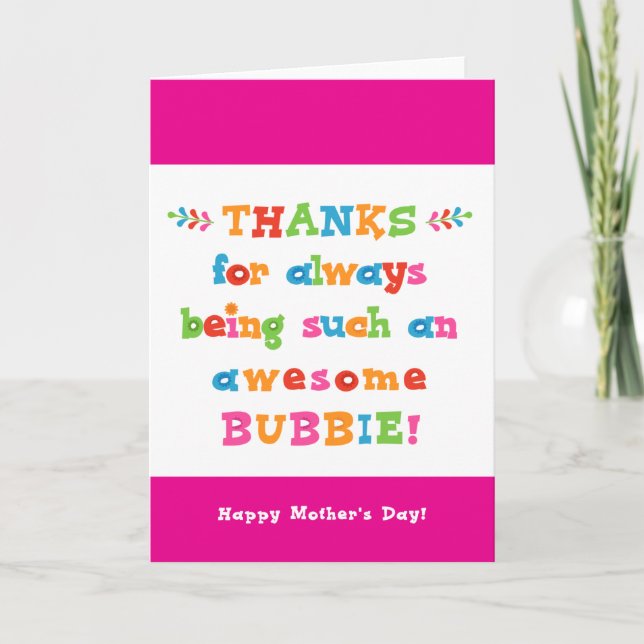 Mother's Day Card for Bubbie (Front)