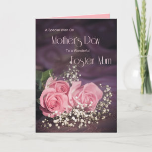 Mother's day card for foster mum with pink roses