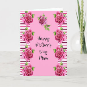 Mother's Day Card for Mum with Pink Roses
