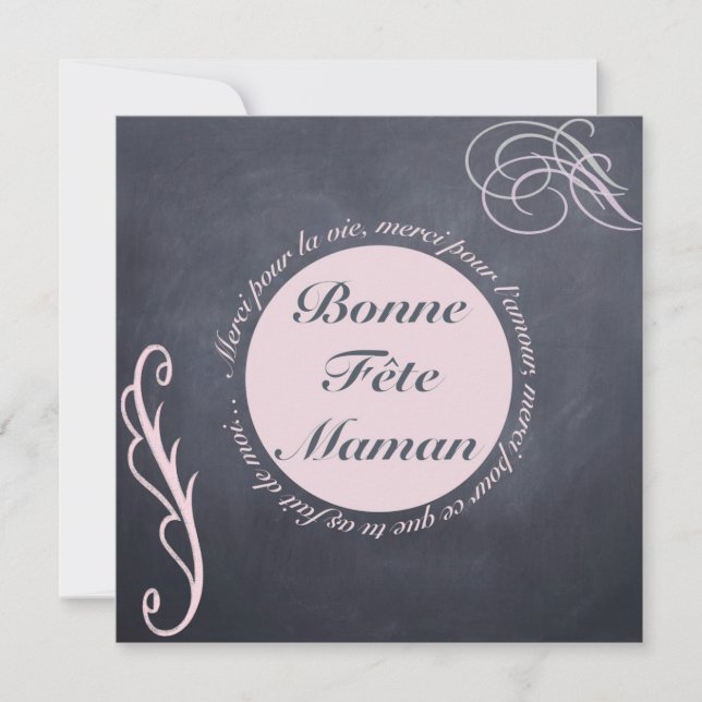 Mother's Day Card - Rond Rose s/ Painting Black (Front)