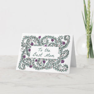 Mothers Day Card Vine with Purple Flowers