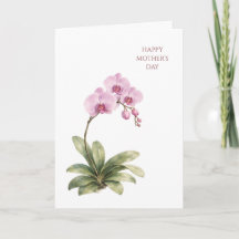 Mother's Day Card Watercolor Orchid Floral Elegant