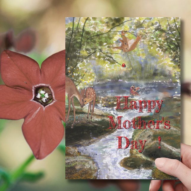 Mother's Day Card with Deer and Forest Friends (Mother's Day Card with Deer and Forest Friends)