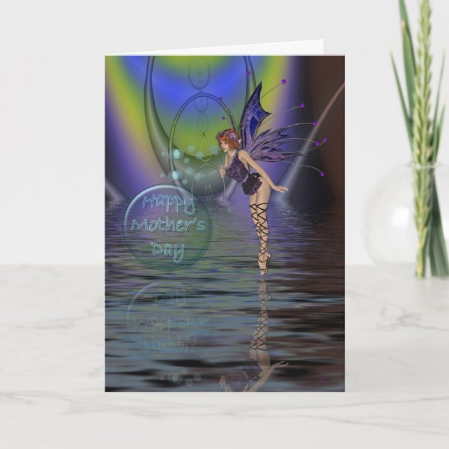Mother's Day card with fairy and bubbles over wate (Front)