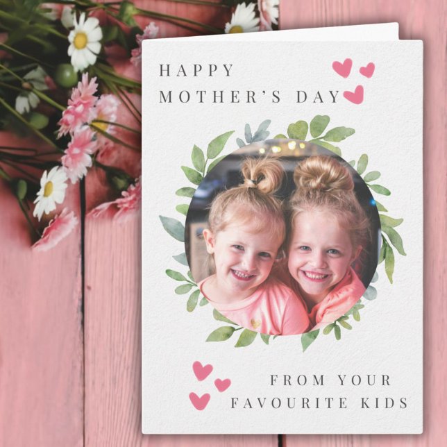 MOTHER'S DAY CARD with foto WITH HEARTS AND leaves (Creator Uploaded)