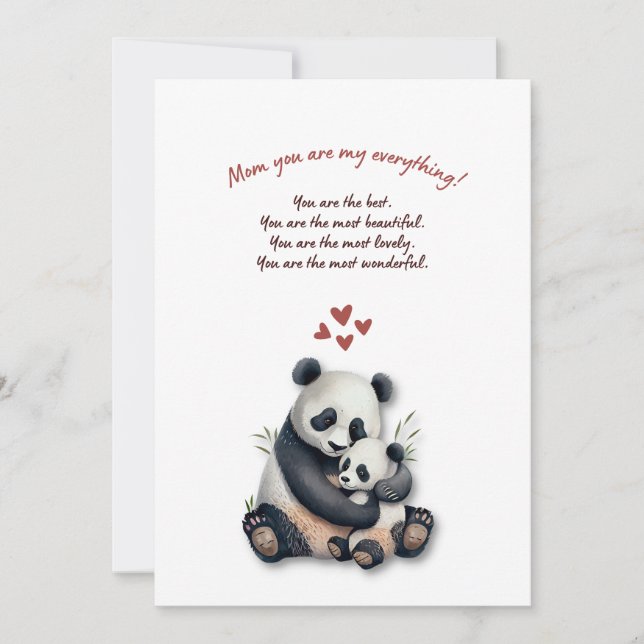 Mothers Day Card with Panda theme for New Mothers (Front)