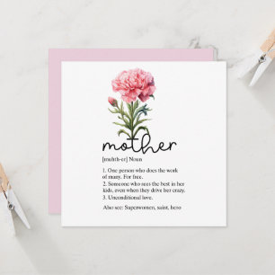 Mother's Day card with Pink Carnation 