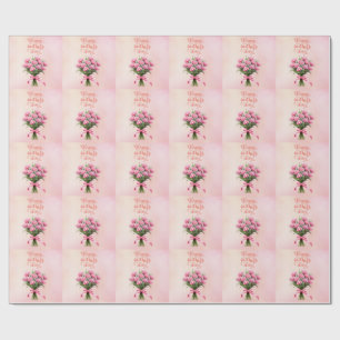 Mother's Day card with Pink Carnation Wrapping Paper