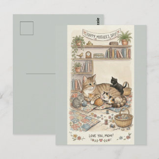Mother's Day Cat and Kittens  Postcard