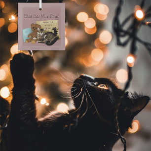 Mother's Day Cat Glass Tree Decoration