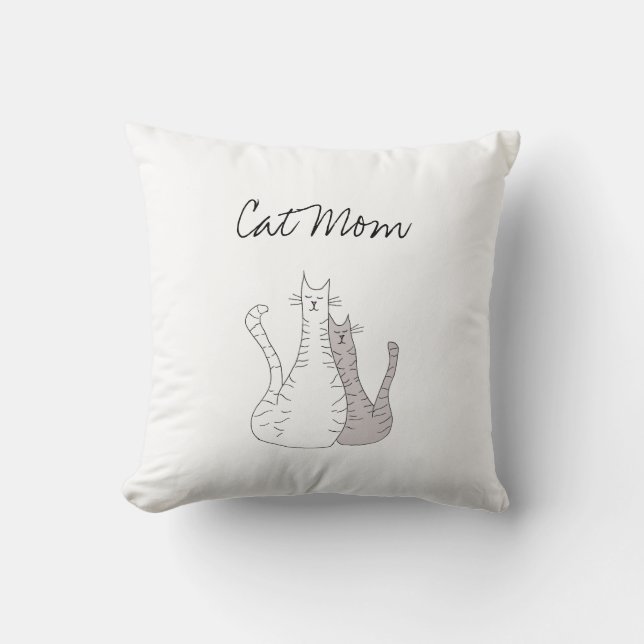 Mother's Day Cat Mum Black White Cushion (Front)