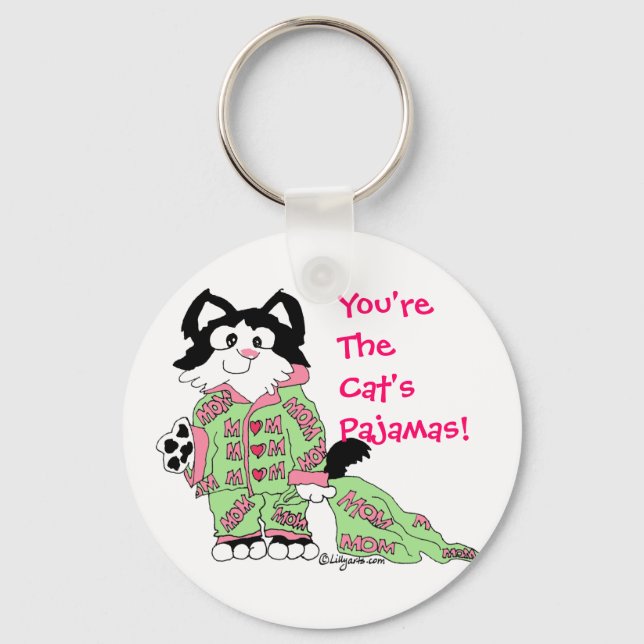 Mother's Day Cat's Pyjamas Cute Cat Key Chain (Front)
