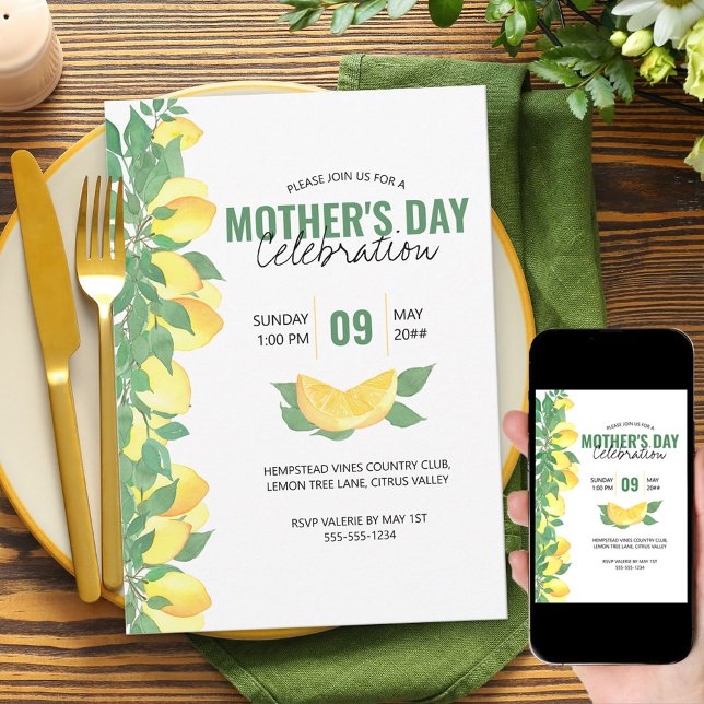Mother's Day Celebration Citrus Lemons Invitation (Creator Uploaded)