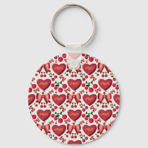Mother's day cherry bow pattern gift  key ring
