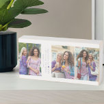 Mother's Day Collage with 3 Photos and Custom Text Wooden Box Sign<br><div class="desc">Mother's Day photo wood block - or customise for any other occasion! The template is set up ready for you to add up to 3 photos, displayed as 3x vertical portrait format. The design is lettered with Happy Mother's Day ♥ Year .. and you are welcome to edit this as...</div>