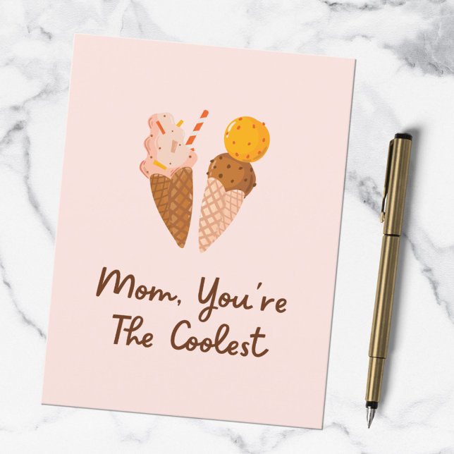 Mothers Day Coolest Mum Funny Quote Postcard (in situ)