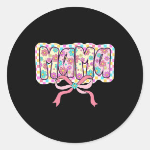 Mothers Day Coquette Pink Mama Floral Bow Mum Girl Classic Round Sticker