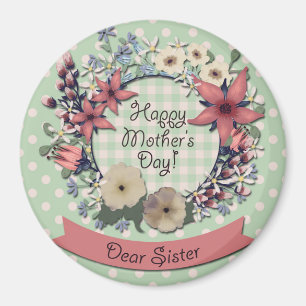 Mother's Day Coral Flowers for Sister Magnet