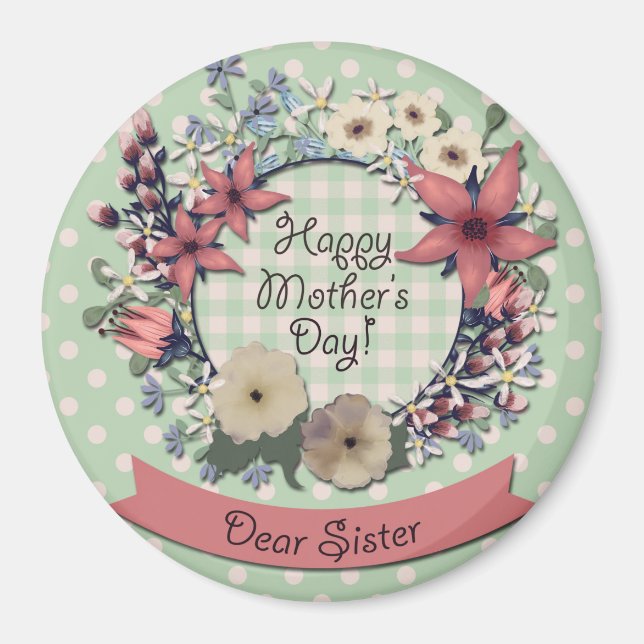 Mother's Day Coral Flowers for Sister Magnet (Front)