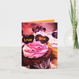 Mother's Day Cupcake Love Mum Orange Card