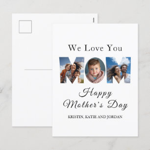 Mothers Day Custom 3 Photo Collage Holiday Postcard