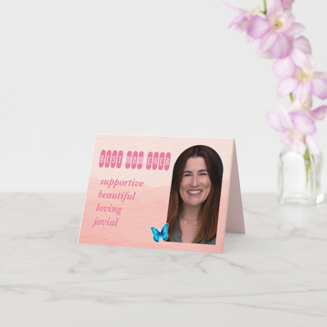 Mother's Day Custom Photo and Words Pink  Card (Orchid)