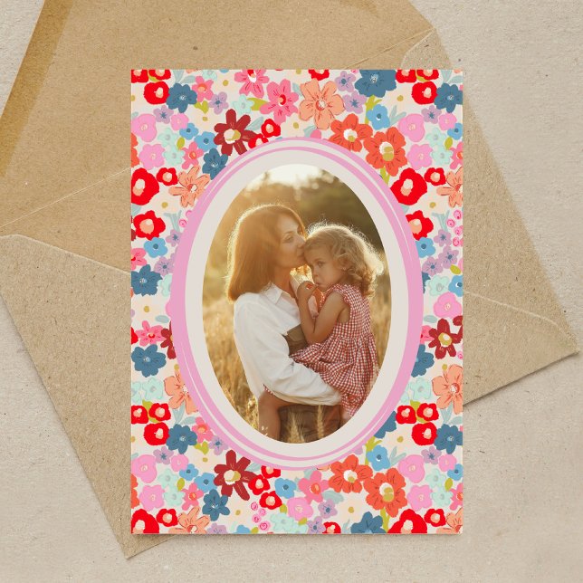 Mother's Day Custom Photo Bright Floral Garden Card (Mother's Day Custom Photo Bright Floral Garden Card)