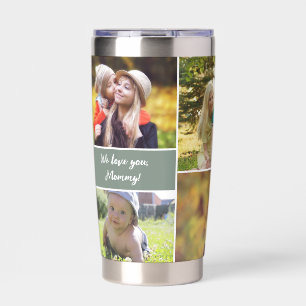 Mother's day Custom Photo Collage Sage Green Insulated Tumbler