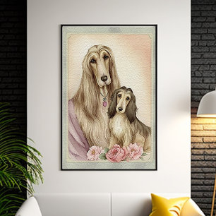 Mothers day Cute Afghan Hound Dog Mum Poster