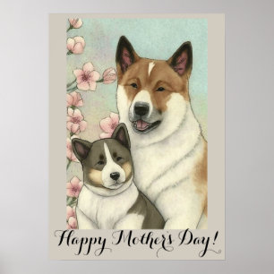 Mothers day Cute Akita inu Dog Mum  Poster