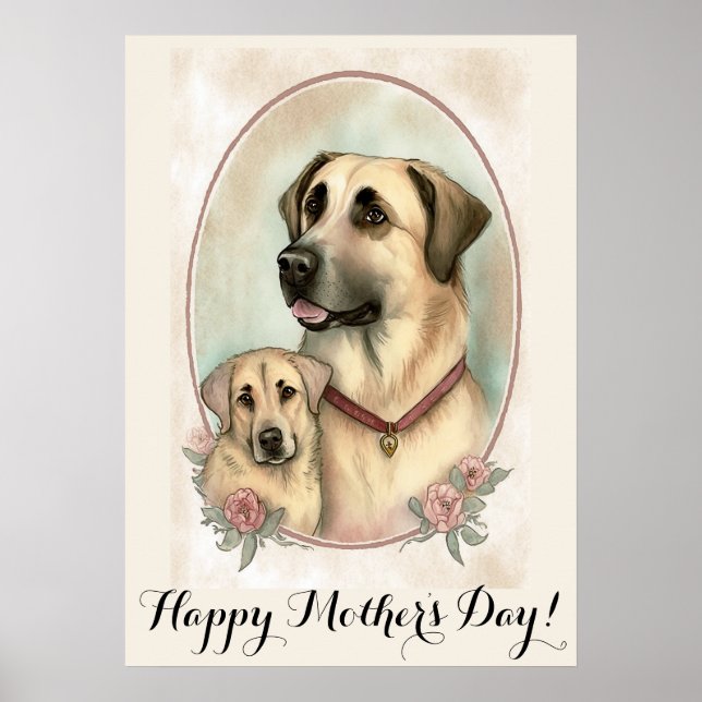 Mothers day Cute Anatolian Shepherd Dog Mum Poster (Front)