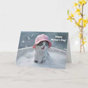 Mothers Day Cute and Fun Cat Bubble Bath Card