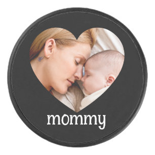 mothers day cute heart photo hockey puck