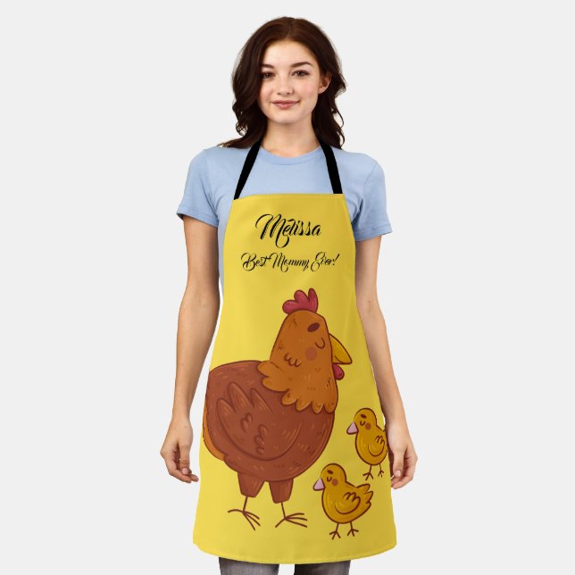 Mother's Day Cute Hen with Chicks.  Apron (Worn)
