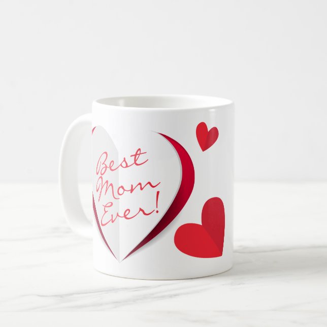 Mother's Day Cute Modern Hearts Script Mug (Front Left)