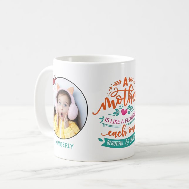 Mothers day cute quote 2 photo template & names coffee mug (Front Left)