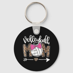 Mother's Day Cute Volleyball Mum Leopard Fun Ball Key Ring