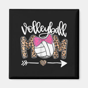Mother's Day Cute Volleyball Mum Leopard Fun Ball  Magnet