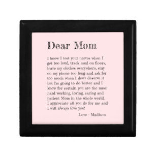 Mothers Day Dear Mum Love Letter Pink Personalised Gift Box