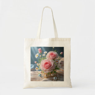 Mothers day Delicate pink roses and white daisies  Tote Bag