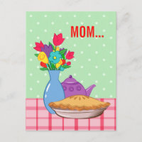 Mother's day design with flower,pie and teapot