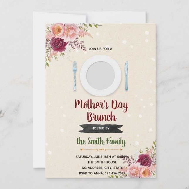 Mothers day dinner theme invite (Front)