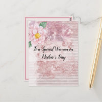 Mother's Day Distressed Vintage Pink Green Flowers