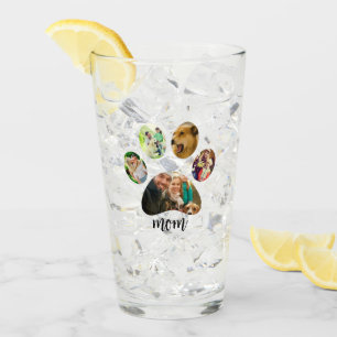 Mothers Day Dog mum 5 Paw Print Photo Collage Glass