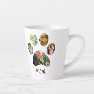 Mothers Day Dog mum 5 Paw Print Photo Collage Latte Mug
